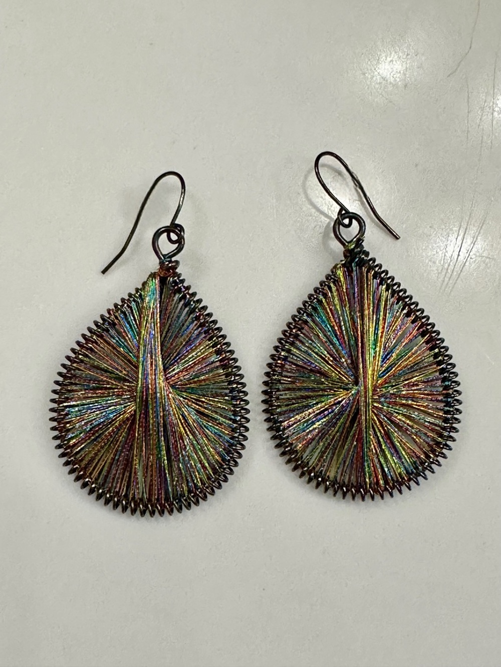 Multicolor Teardrop Thread-Wrapped Earrings